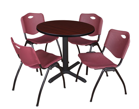 Regency Cain 30 in. Round XBase Breakroom Table & 4 M Stack Chairs