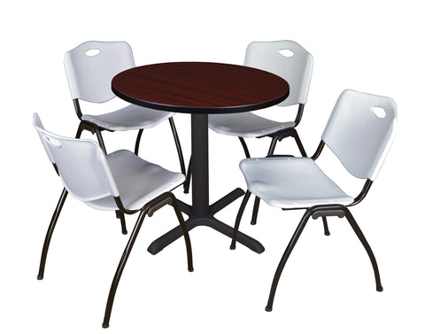 Regency Cain 30 in. Round XBase Breakroom Table & 4 M Stack Chairs
