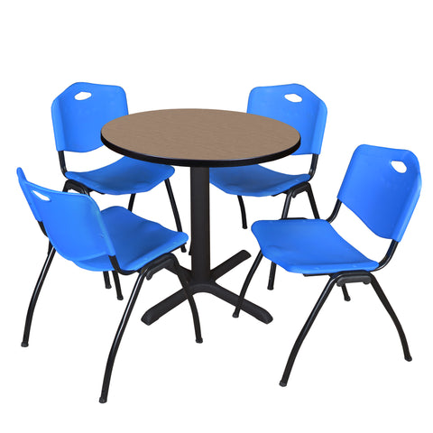 Regency Cain 30 in. Round XBase Breakroom Table & 4 M Stack Chairs