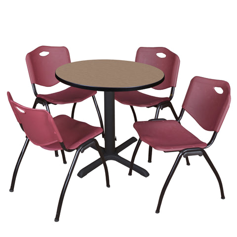 Regency Cain 30 in. Round XBase Breakroom Table & 4 M Stack Chairs
