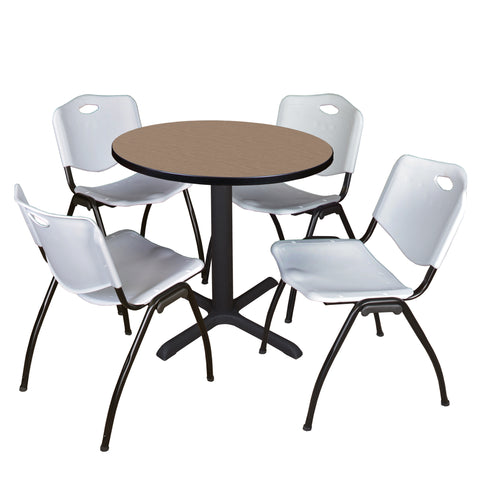 Regency Cain 30 in. Round XBase Breakroom Table & 4 M Stack Chairs