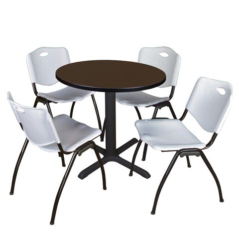 Regency Cain 30 in. Round XBase Breakroom Table & 4 M Stack Chairs