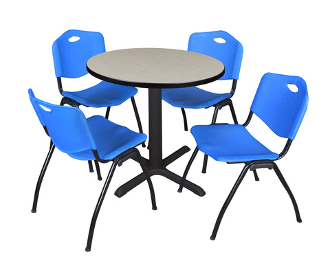 Regency Cain 30 in. Round XBase Breakroom Table & 4 M Stack Chairs