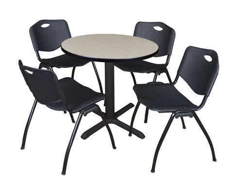 Regency Cain 30 in. Round XBase Breakroom Table & 4 M Stack Chairs
