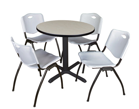 Regency Cain 30 in. Round XBase Breakroom Table & 4 M Stack Chairs