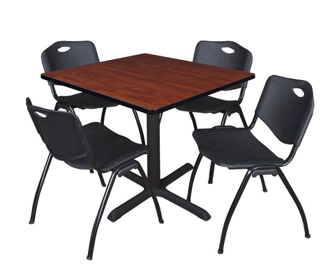 Regency Cain 30 in. Square XBase Breakroom Table & 4 M Stack Chairs