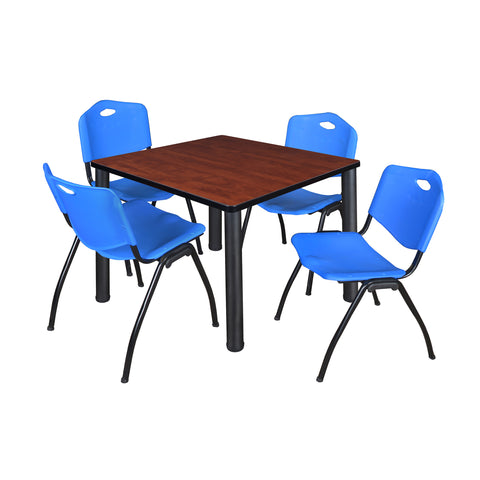 Regency Kee 30 in Square Breakroom Table Top Black Legs 4 M Stack Chairs