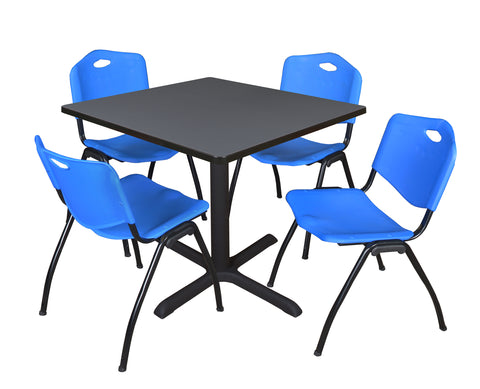 Regency Cain 30 in. Square XBase Breakroom Table & 4 M Stack Chairs