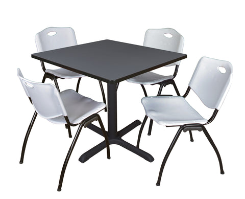 Regency Cain 30 in. Square XBase Breakroom Table & 4 M Stack Chairs