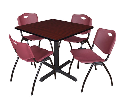 Regency Cain 30 in. Square XBase Breakroom Table & 4 M Stack Chairs