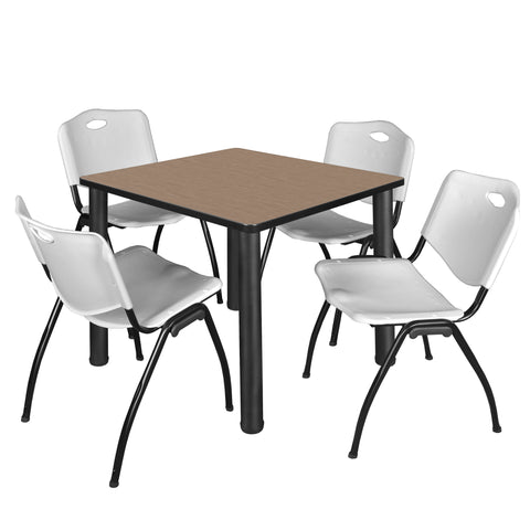 Regency Kee 30 in Square Breakroom Table Top Black Legs 4 M Stack Chairs