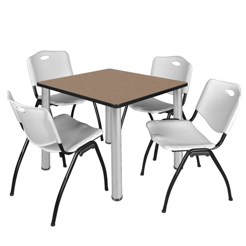 Regency Kee 30 in Square Breakroom Table Top Black Legs 4 M Stack Chairs