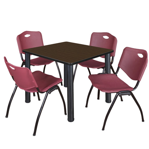 Regency Kee 30 in Square Breakroom Table Top Black Legs 4 M Stack Chairs