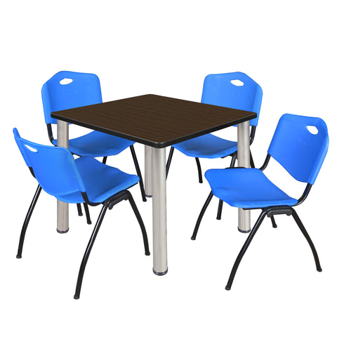 Regency Kee 30 in Square Breakroom Table Top Black Legs 4 M Stack Chairs
