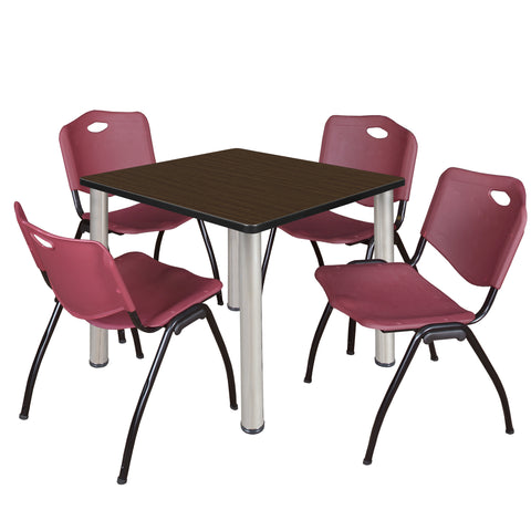 Regency Kee 30 in Square Breakroom Table Top Black Legs 4 M Stack Chairs