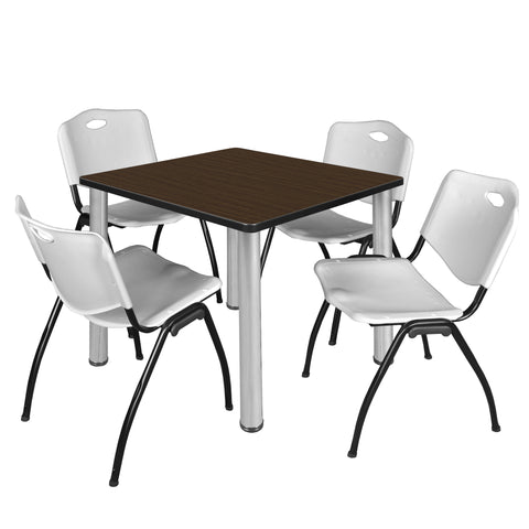 Regency Kee 30 in Square Breakroom Table Top Black Legs 4 M Stack Chairs