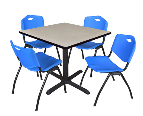 Regency Cain 30 in. Square XBase Breakroom Table & 4 M Stack Chairs