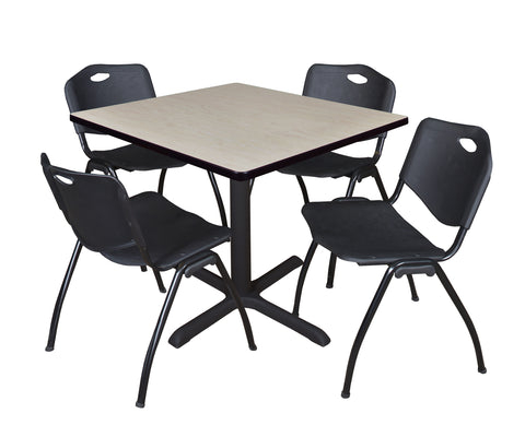 Regency Cain 30 in. Square XBase Breakroom Table & 4 M Stack Chairs