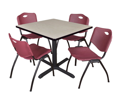 Regency Cain 30 in. Square XBase Breakroom Table & 4 M Stack Chairs
