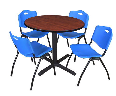 Regency Cain 30 in. Round XBase Breakroom Table & 4 M Stack Chairs