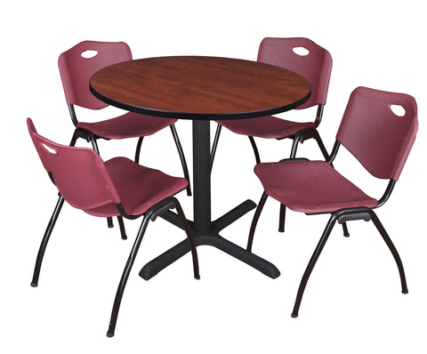Regency Cain 30 in. Round XBase Breakroom Table & 4 M Stack Chairs