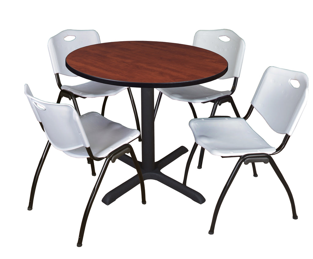Regency Cain 30 in. Round XBase Breakroom Table & 4 M Stack Chairs