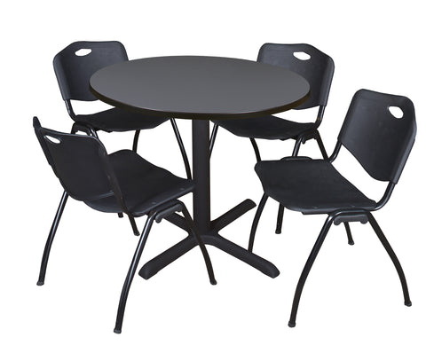 Regency Cain 30 in. Round XBase Breakroom Table & 4 M Stack Chairs