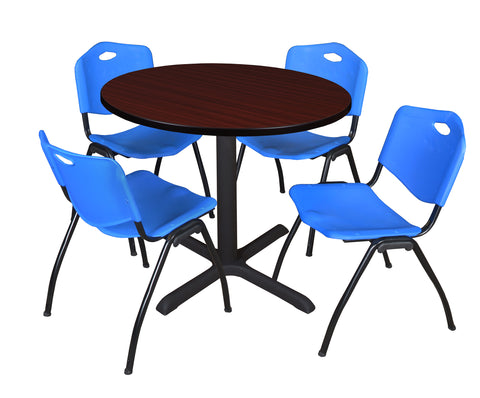 Regency Cain 30 in. Round XBase Breakroom Table & 4 M Stack Chairs