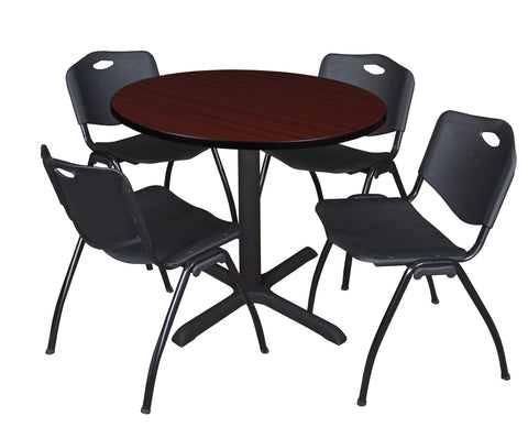 Regency Cain 30 in. Round XBase Breakroom Table & 4 M Stack Chairs