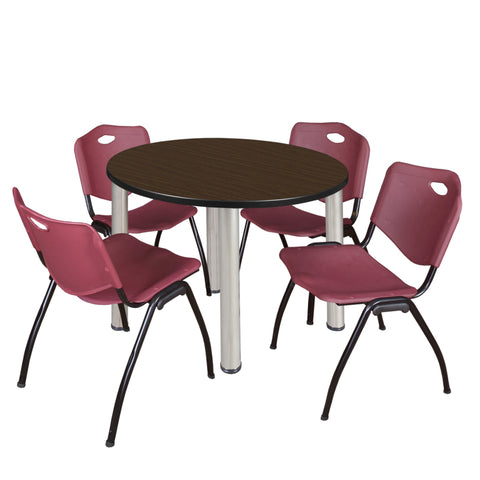 Neo Walnut / Chrome / Burgundy / 36 x 36