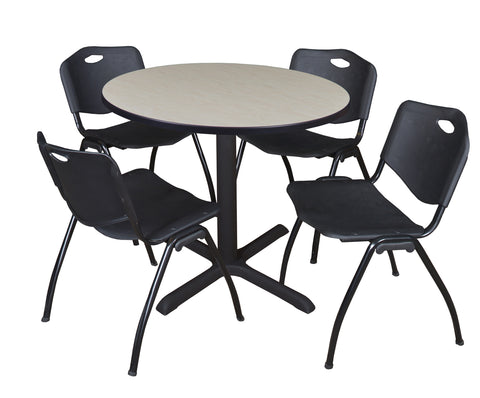Regency Cain 30 in. Round XBase Breakroom Table & 4 M Stack Chairs