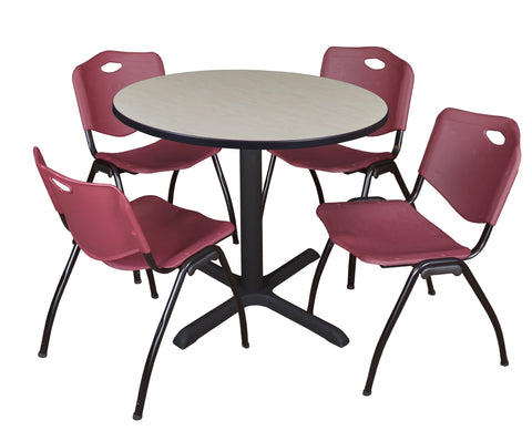 Regency Cain 30 in. Round XBase Breakroom Table & 4 M Stack Chairs