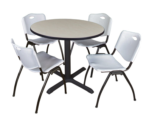 Regency Cain 30 in. Round XBase Breakroom Table & 4 M Stack Chairs