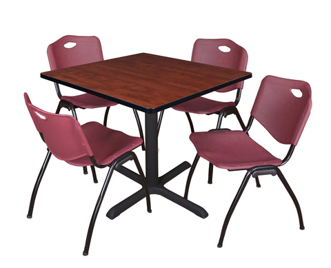 Regency Cain 30 in. Square XBase Breakroom Table & 4 M Stack Chairs