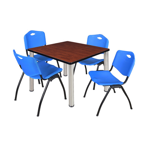 Regency Kee 30 in Square Breakroom Table Top Black Legs 4 M Stack Chairs