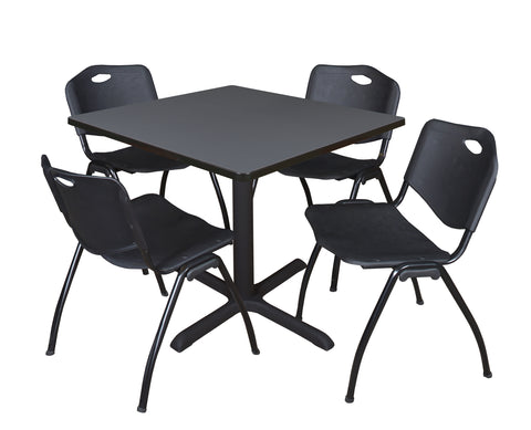 Regency Cain 30 in. Square XBase Breakroom Table & 4 M Stack Chairs