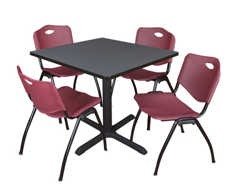 Regency Cain 30 in. Square XBase Breakroom Table & 4 M Stack Chairs