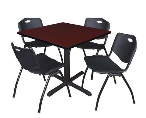 Regency Cain 30 in. Square XBase Breakroom Table & 4 M Stack Chairs