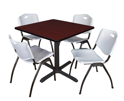 Regency Cain 30 in. Square XBase Breakroom Table & 4 M Stack Chairs