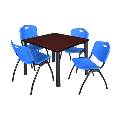 Regency Kee 30 in Square Breakroom Table Top Black Legs 4 M Stack Chairs