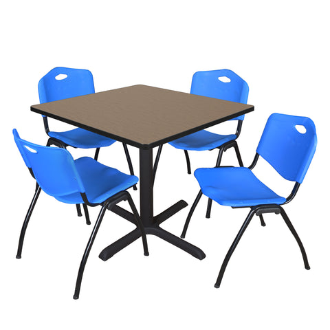 Regency Cain 30 in. Square XBase Breakroom Table & 4 M Stack Chairs