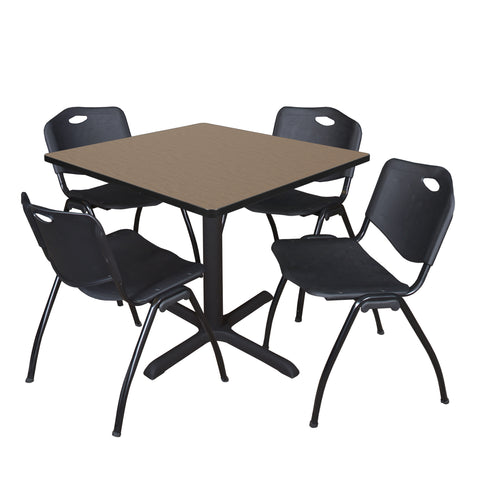 Regency Cain 30 in. Square XBase Breakroom Table & 4 M Stack Chairs