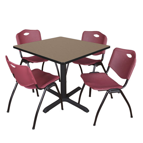 Regency Cain 30 in. Square XBase Breakroom Table & 4 M Stack Chairs