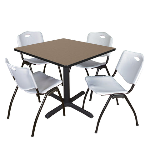 Regency Cain 30 in. Square XBase Breakroom Table & 4 M Stack Chairs