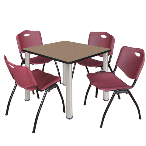 Regency Kee 30 in Square Breakroom Table Top Black Legs 4 M Stack Chairs