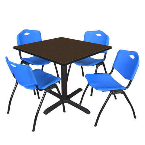 Regency Cain 30 in. Square XBase Breakroom Table & 4 M Stack Chairs