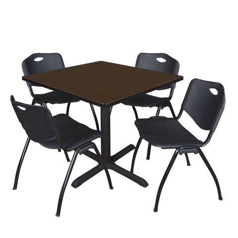 Regency Cain 30 in. Square XBase Breakroom Table & 4 M Stack Chairs