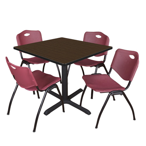 Regency Cain 30 in. Square XBase Breakroom Table & 4 M Stack Chairs