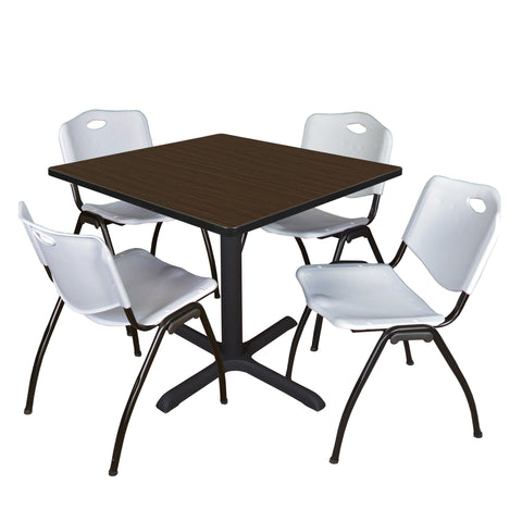 Regency Cain 30 in. Square XBase Breakroom Table & 4 M Stack Chairs