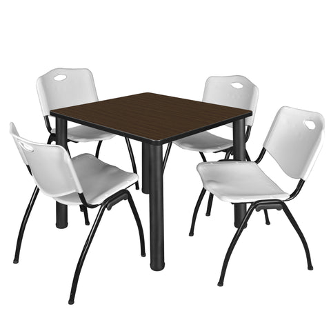 Regency Kee 30 in Square Breakroom Table Top Black Legs 4 M Stack Chairs
